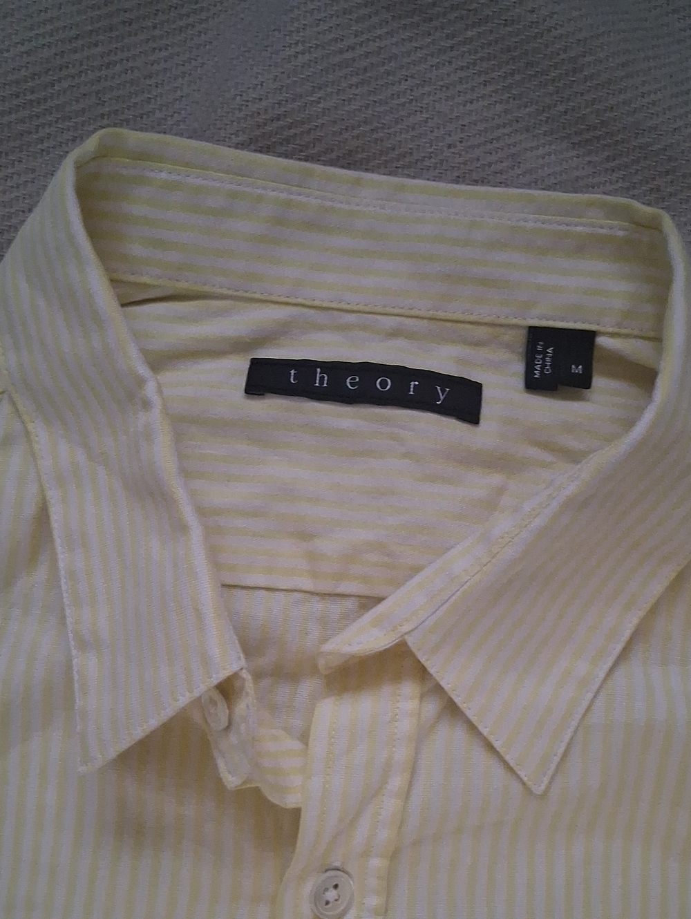 Theory Men’s Yellow & White Striped Button-Down Shirt
